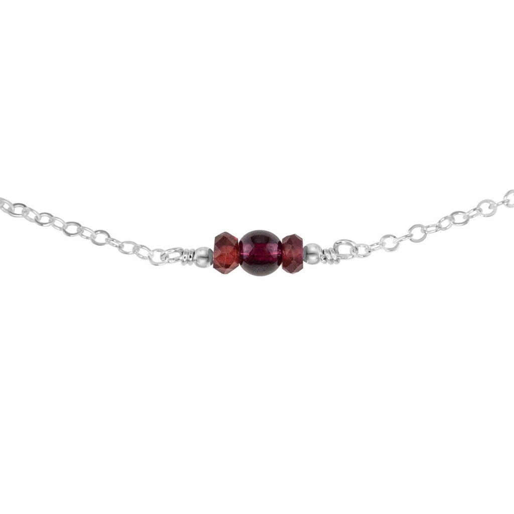 Dainty Garnet Gemstone Choker Necklace - Dainty Garnet Gemstone Choker Necklace - Sterling Silver - Luna Tide Handmade Crystal Jewellery