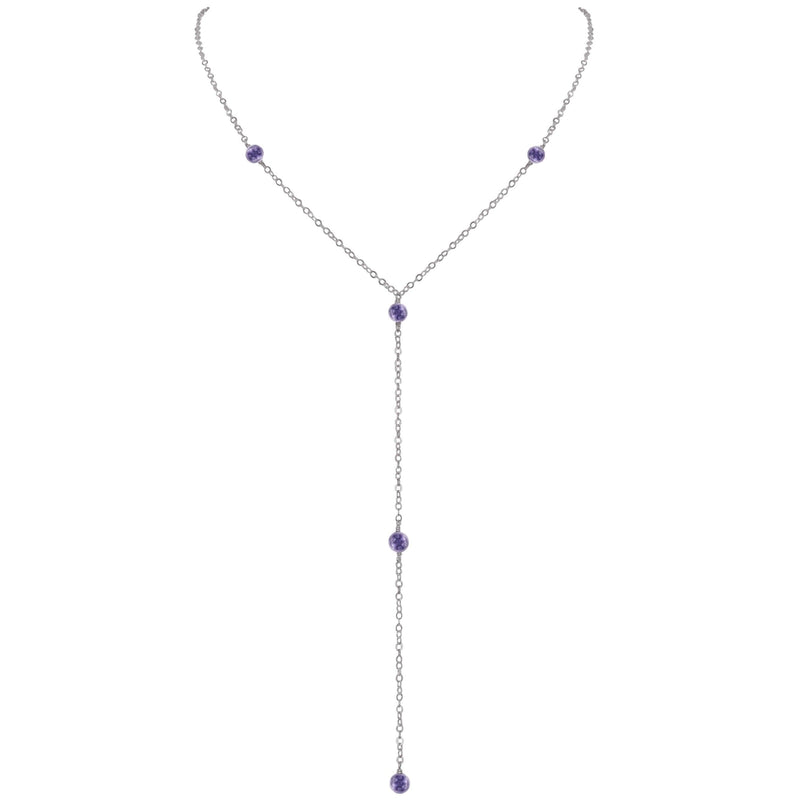 Dainty Y Necklace - Iolite - Stainless Steel - Luna Tide Handmade Jewellery