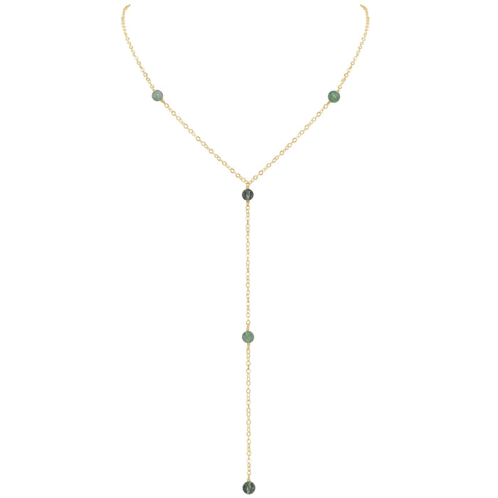 Dainty Y Necklace - Labradorite - 14K Gold Fill - Luna Tide Handmade Jewellery