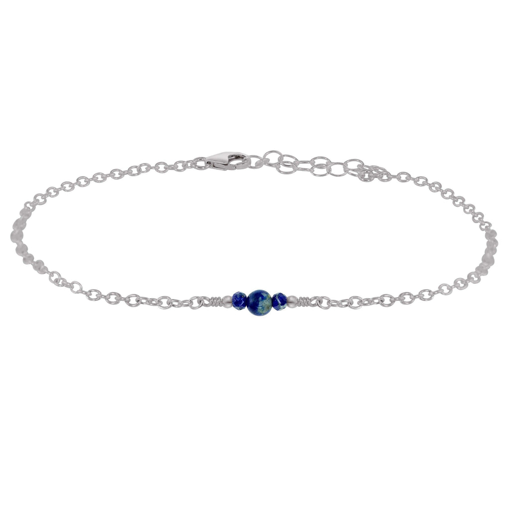 Dainty Lapis Lazuli Gemstone Anklet - Dainty Lapis Lazuli Gemstone Anklet - Stainless Steel - Luna Tide Handmade Crystal Jewellery
