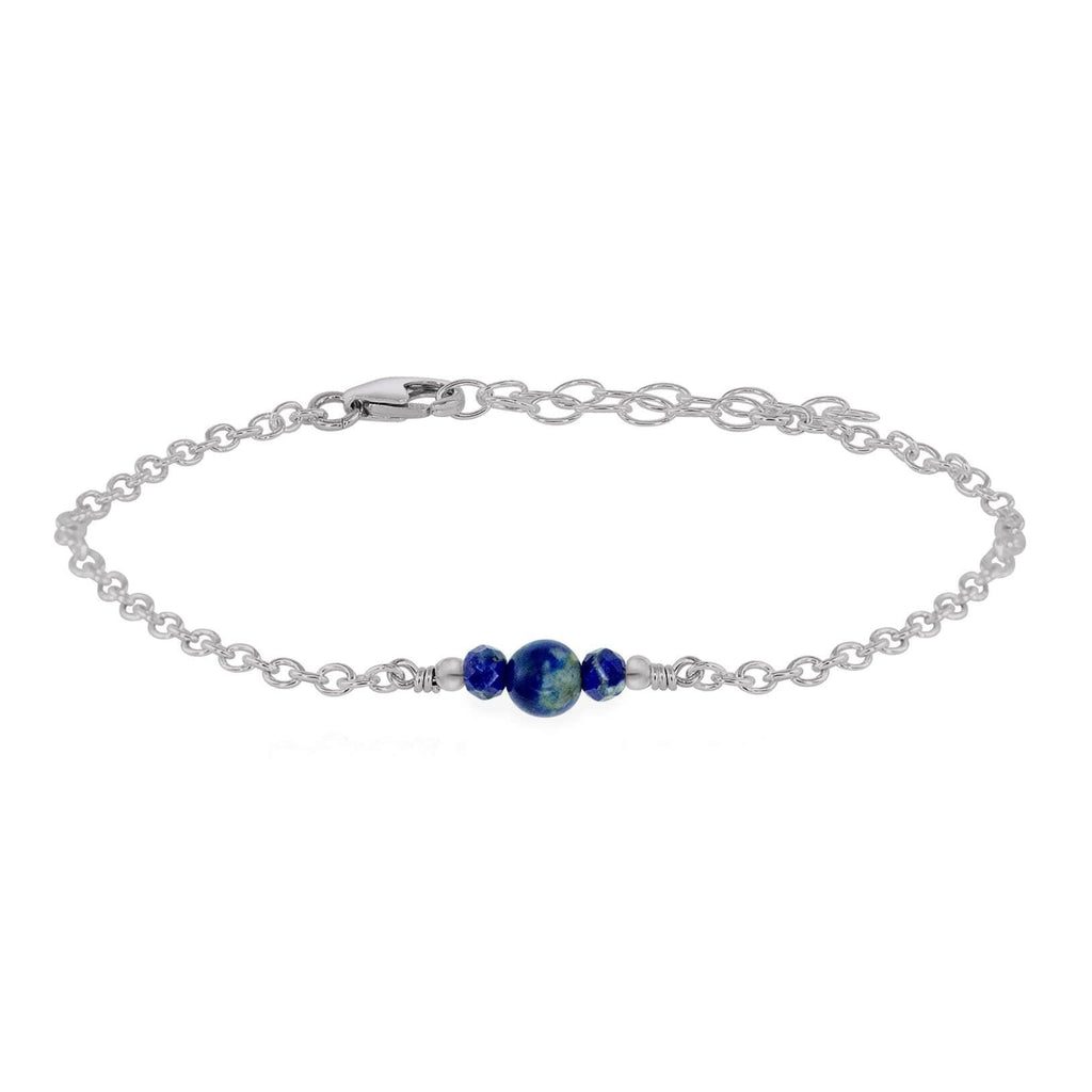 Dainty Lapis Lazuli Gemstone Bracelet - Dainty Lapis Lazuli Gemstone Bracelet - Stainless Steel - Luna Tide Handmade Crystal Jewellery