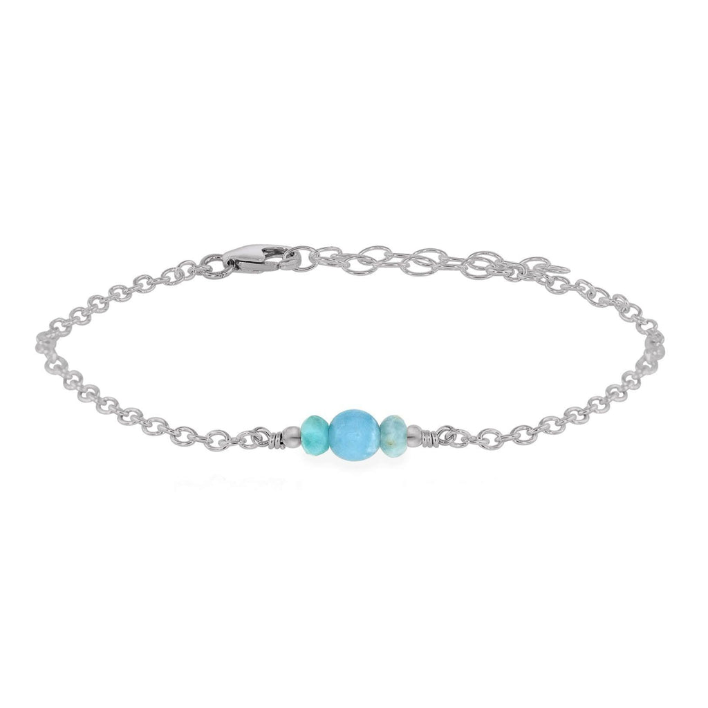Dainty Larimar Gemstone Bracelet - Dainty Larimar Gemstone Bracelet - Stainless Steel - Luna Tide Handmade Crystal Jewellery