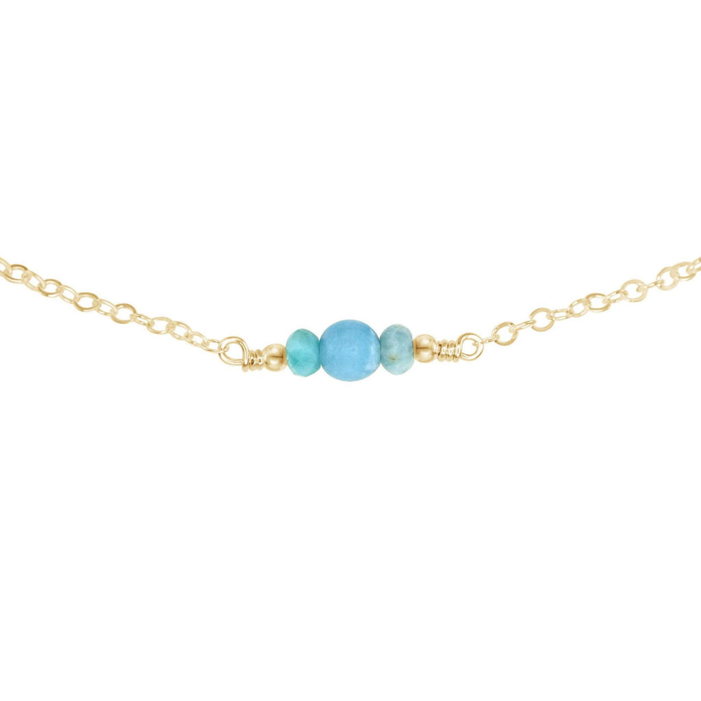 Dainty Larimar Gemstone Choker Necklace - Dainty Larimar Gemstone Choker Necklace - 14k Gold Fill - Luna Tide Handmade Crystal Jewellery