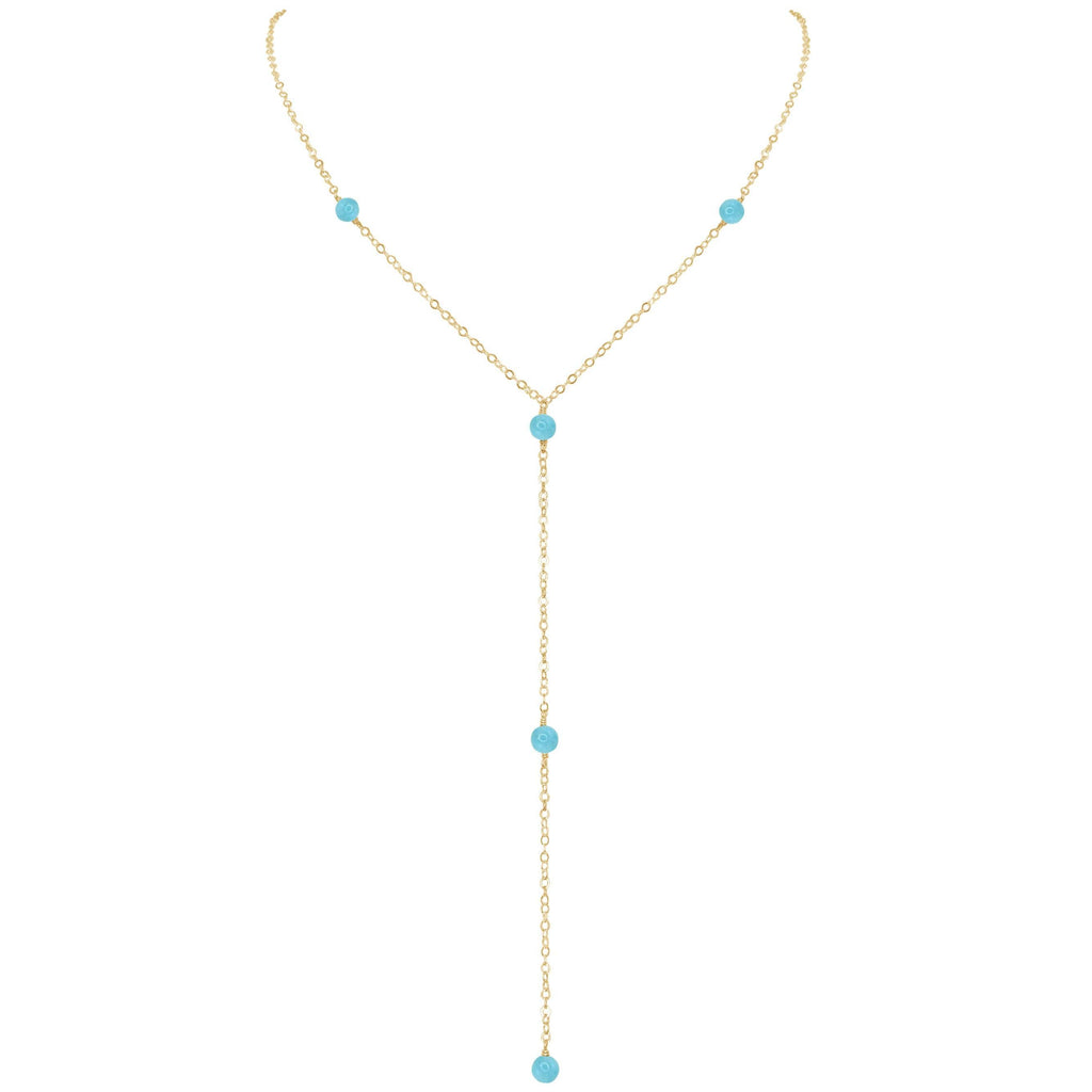 Dainty Larimar Lariat Necklace - Dainty Larimar Lariat Necklace - 14k Gold Fill - Luna Tide Handmade Crystal Jewellery