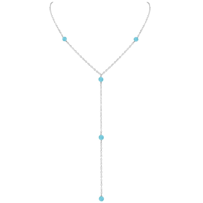 Dainty Y Necklace - Larimar - Sterling Silver - Luna Tide Handmade Jewellery