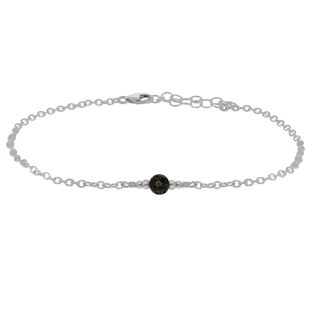 Dainty Lava Stone Essential Oil Diffuser Gemstone Anklet - Dainty Lava Stone Essential Oil Diffuser Gemstone Anklet - Stainless Steel - Luna Tide Handmade Crystal Jewellery