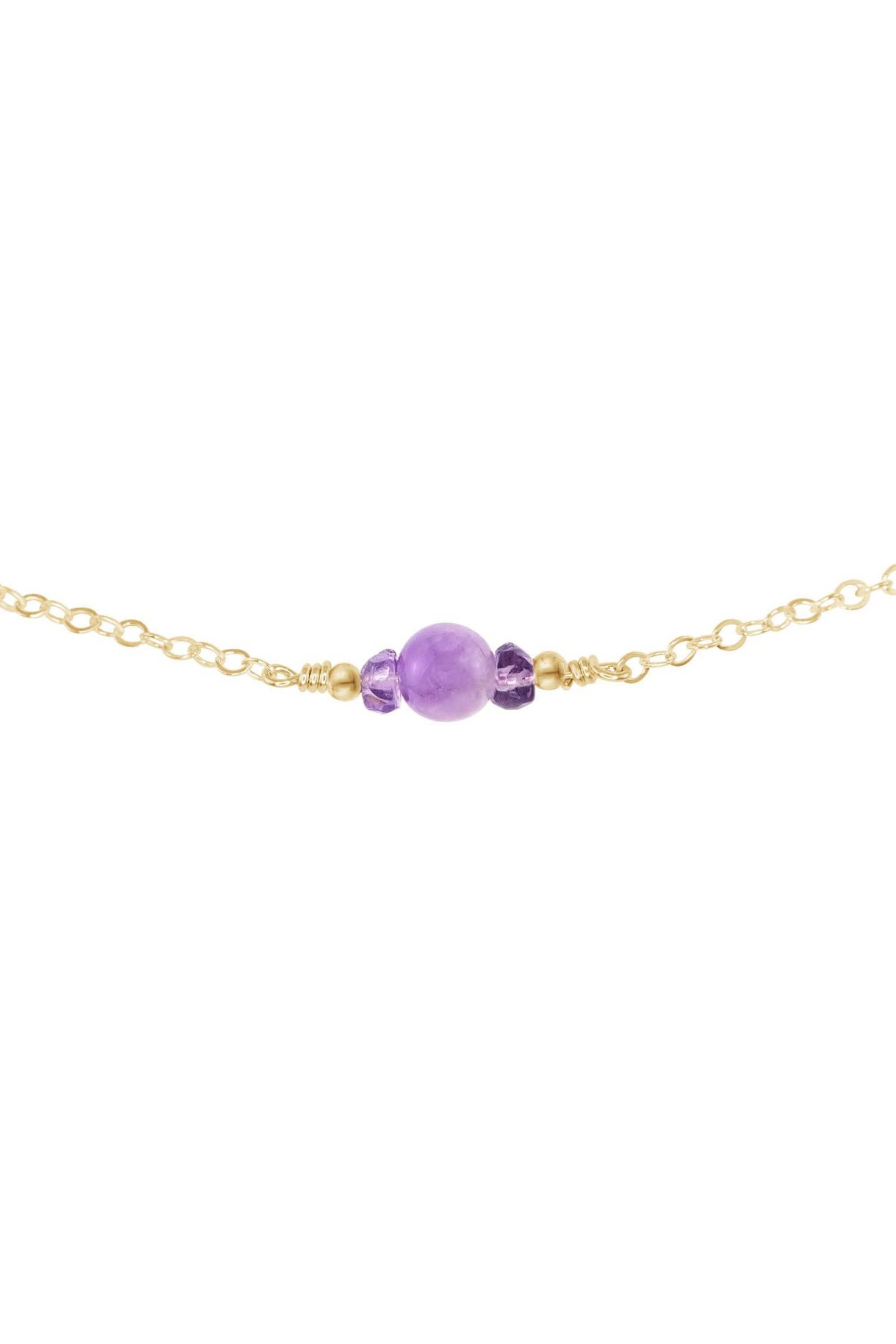 Dainty Lavender Amethyst Gemstone Choker Necklace - Dainty Lavender Amethyst Gemstone Choker Necklace - 14k Gold Fill - Luna Tide Handmade Crystal Jewellery