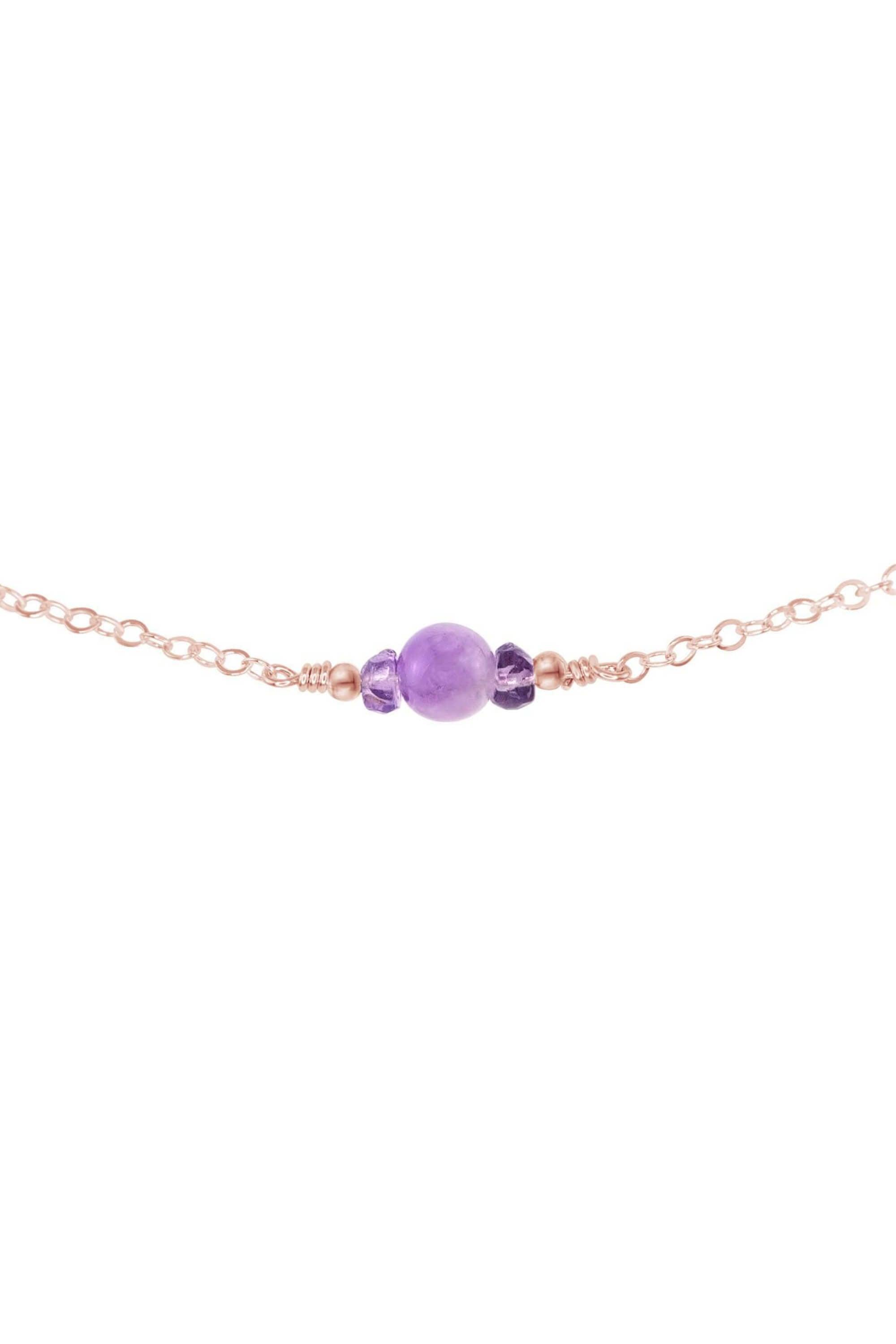 Dainty Lavender Amethyst Gemstone Choker Necklace - Dainty Lavender Amethyst Gemstone Choker Necklace - 14k Rose Gold Fill - Luna Tide Handmade Crystal Jewellery