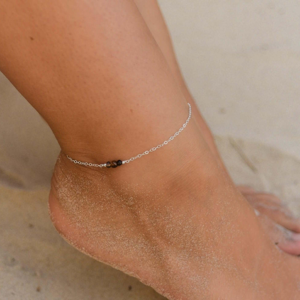 Dainty Multicoloured Tourmaline Gemstone Anklet - Dainty Multicoloured Tourmaline Gemstone Anklet - 14k Gold Fill - Luna Tide Handmade Crystal Jewellery