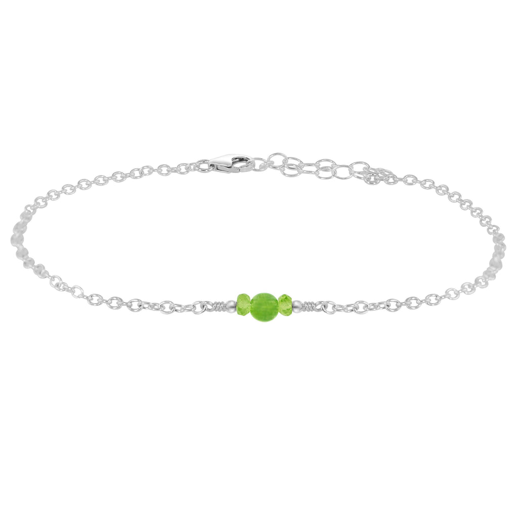 Dainty Peridot Gemstone Anklet - Dainty Peridot Gemstone Anklet - Sterling Silver - Luna Tide Handmade Crystal Jewellery