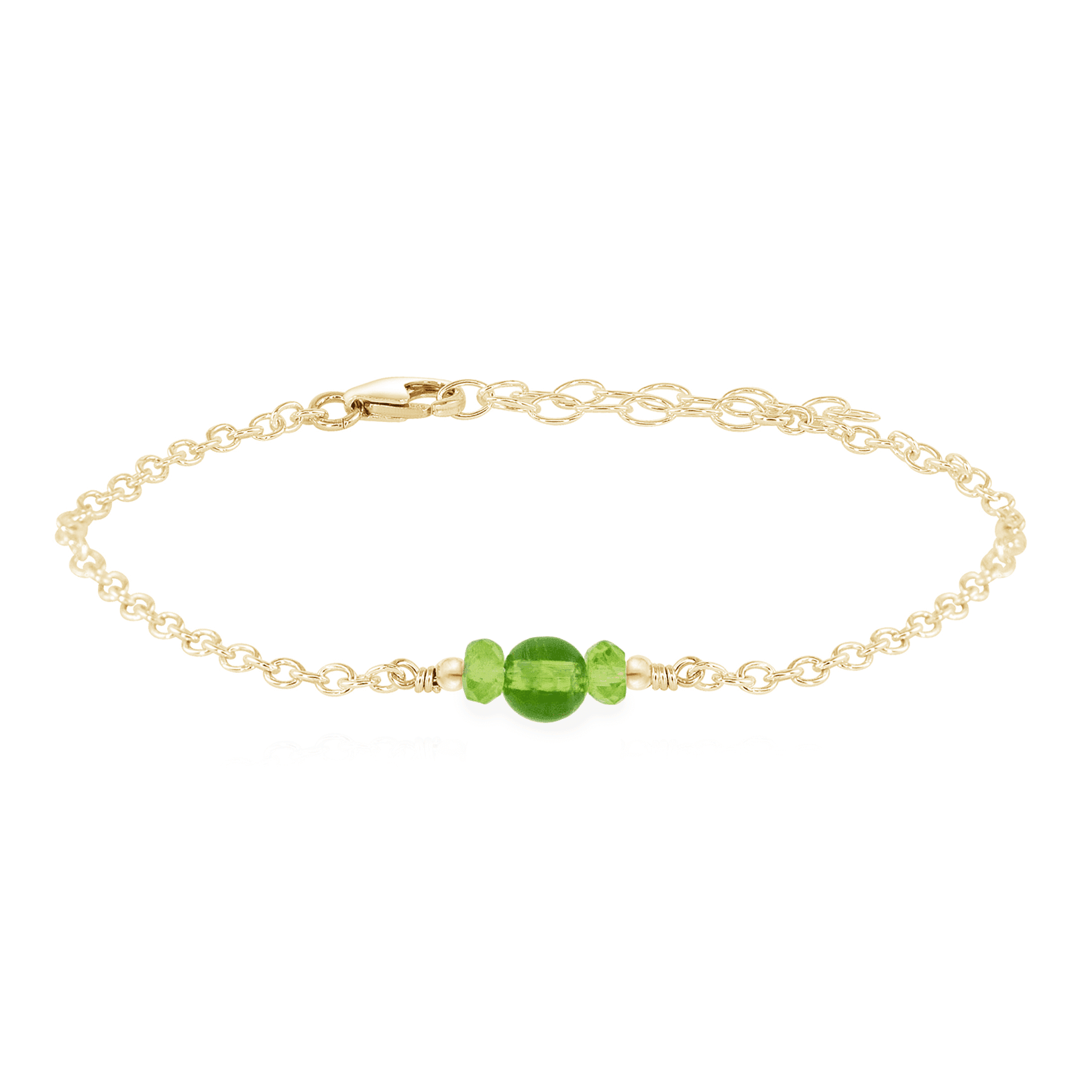 Dainty Peridot Gemstone Bracelet - Dainty Peridot Gemstone Bracelet - 14k Gold Fill - Luna Tide Handmade Crystal Jewellery