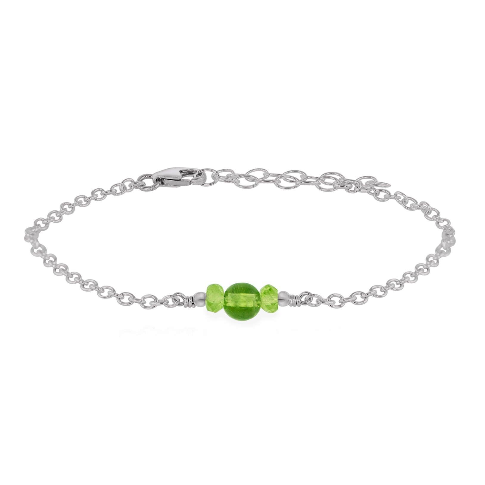 Dainty Peridot Gemstone Bracelet - Dainty Peridot Gemstone Bracelet - Stainless Steel - Luna Tide Handmade Crystal Jewellery