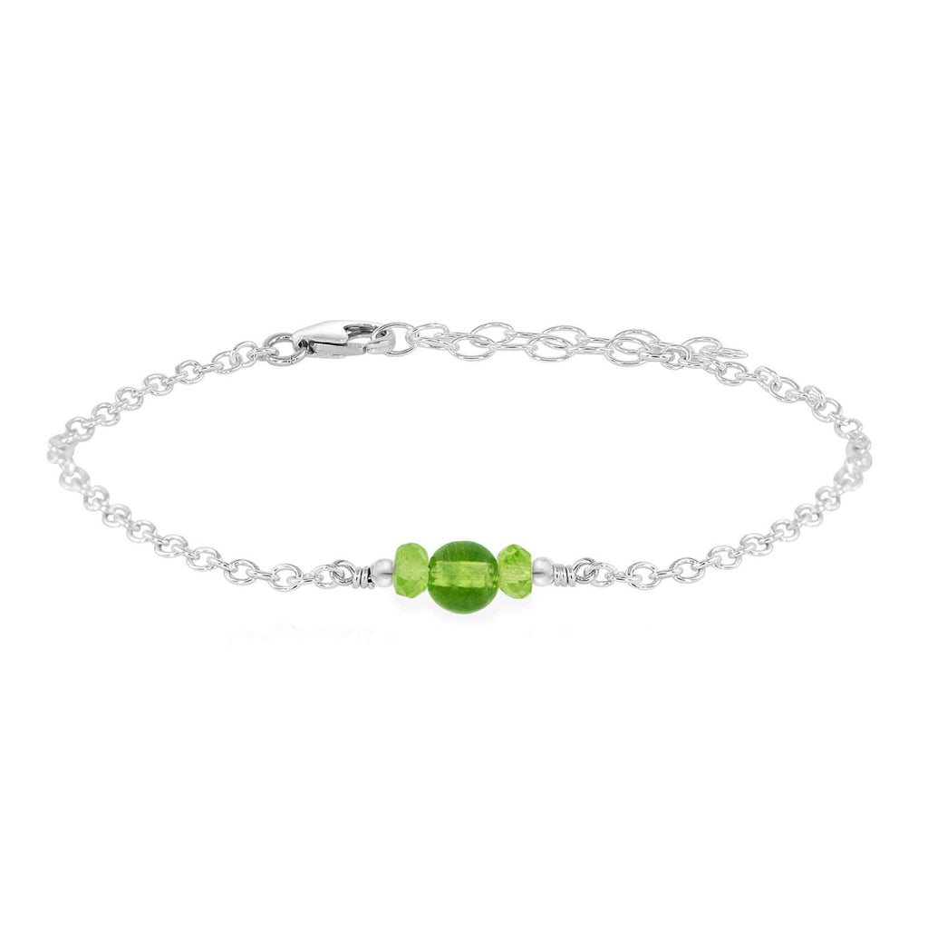 Dainty Peridot Gemstone Bracelet - Dainty Peridot Gemstone Bracelet - Sterling Silver - Luna Tide Handmade Crystal Jewellery