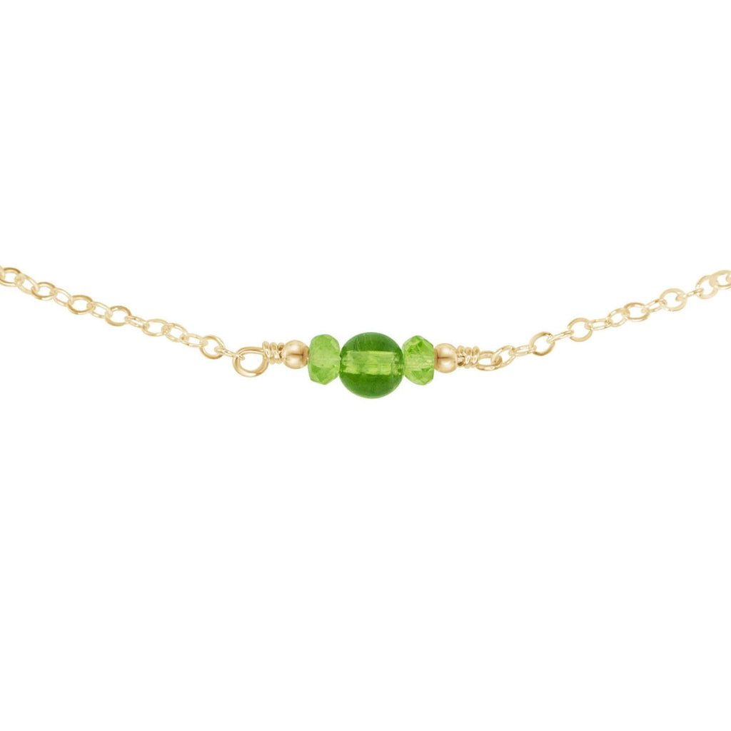 Dainty Peridot Gemstone Choker Necklace - Dainty Peridot Gemstone Choker Necklace - 14k Gold Fill - Luna Tide Handmade Crystal Jewellery