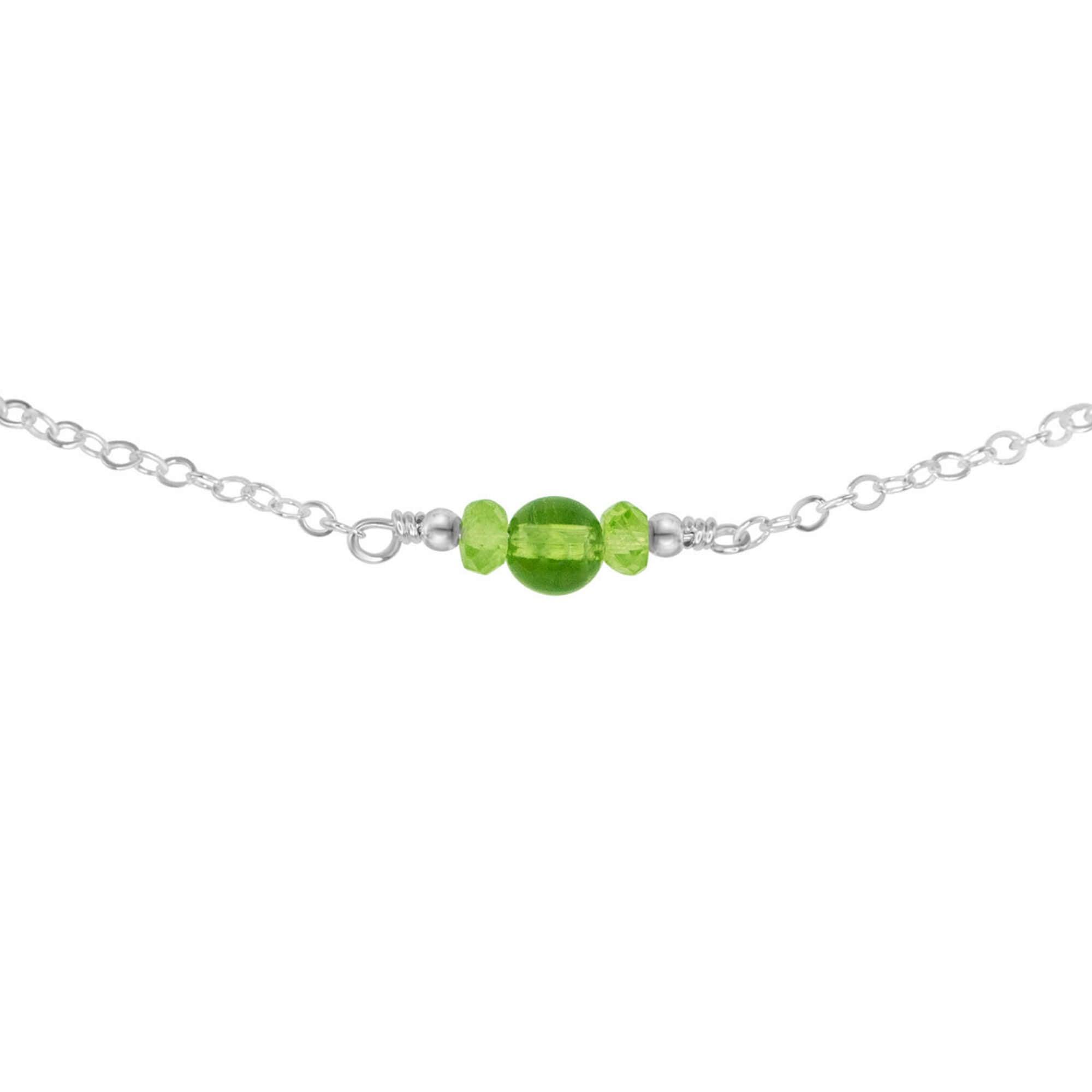 Dainty Peridot Gemstone Choker Necklace - Dainty Peridot Gemstone Choker Necklace - Sterling Silver - Luna Tide Handmade Crystal Jewellery