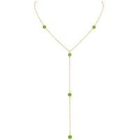 Dainty Y Necklace - Peridot - 14K Gold Fill - Luna Tide Handmade Jewellery