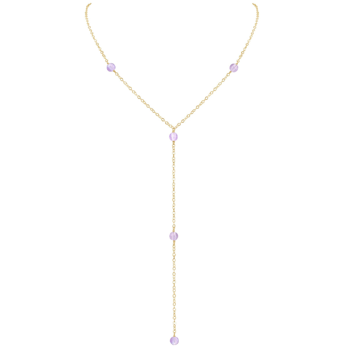 Dainty Y Necklace - Lavender Amethyst - 14K Gold Fill - Luna Tide Handmade Jewellery