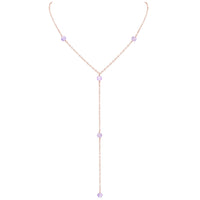 Dainty Y Necklace - Lavender Amethyst - 14K Rose Gold Fill - Luna Tide Handmade Jewellery