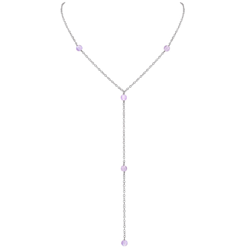 Dainty Y Necklace - Lavender Amethyst - Stainless Steel - Luna Tide Handmade Jewellery