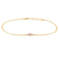 Dainty Anklet - Pink Peruvian Opal - 14K Gold Fill - Luna Tide Handmade Jewellery