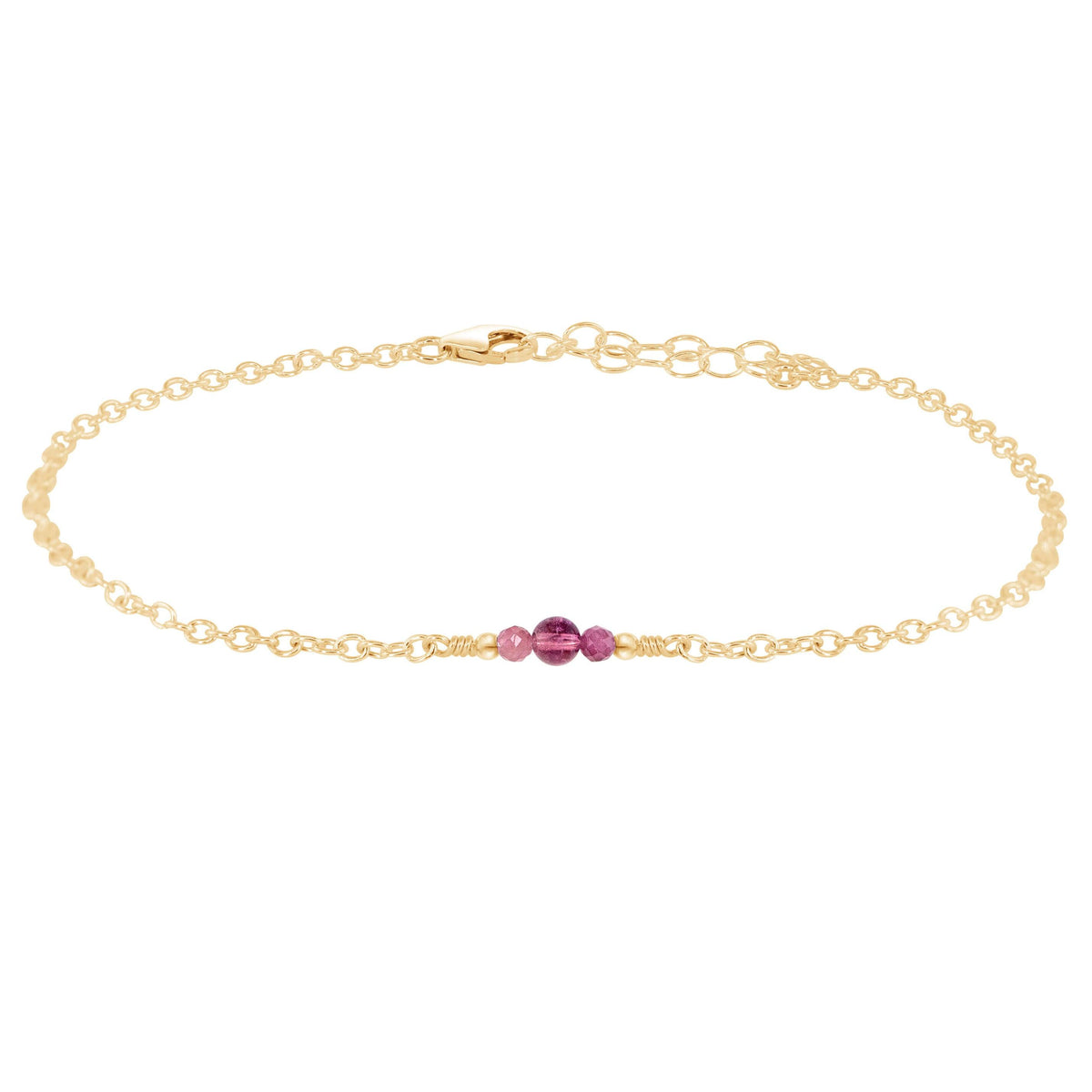 Dainty Anklet - Pink Tourmaline - 14K Gold Fill - Luna Tide Handmade Jewellery
