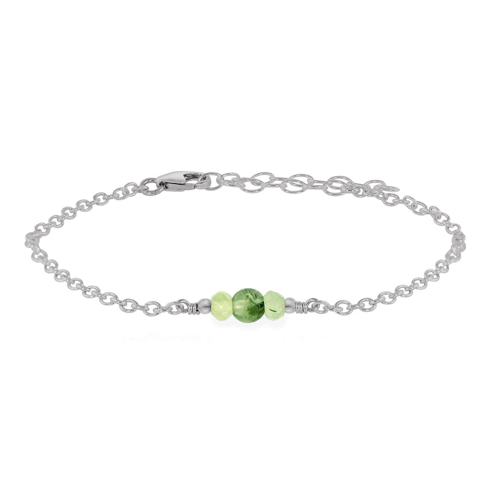 Dainty Prehnite Gemstone Bracelet - Dainty Prehnite Gemstone Bracelet - Stainless Steel - Luna Tide Handmade Crystal Jewellery