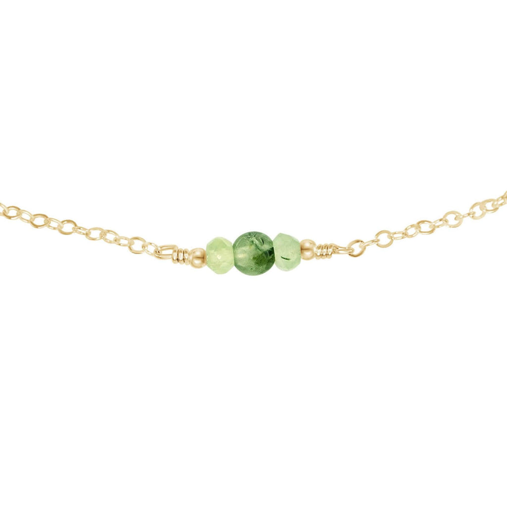 Dainty Prehnite Gemstone Choker Necklace - Dainty Prehnite Gemstone Choker Necklace - 14k Gold Fill - Luna Tide Handmade Crystal Jewellery