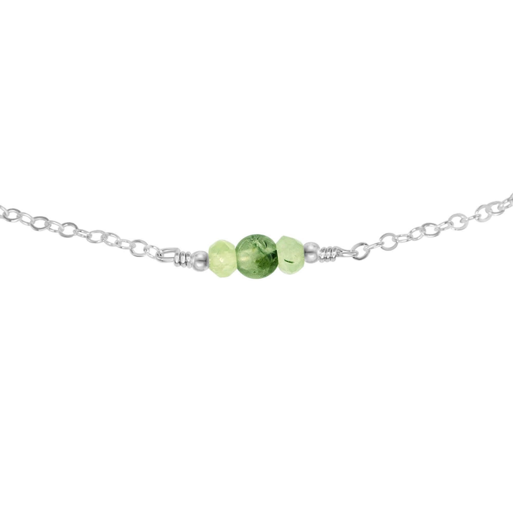 Dainty Prehnite Gemstone Choker Necklace - Dainty Prehnite Gemstone Choker Necklace - Sterling Silver - Luna Tide Handmade Crystal Jewellery