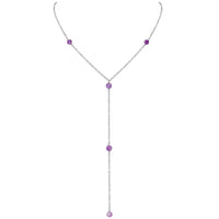 Dainty Y Necklace - Lepidolite - Stainless Steel - Luna Tide Handmade Jewellery