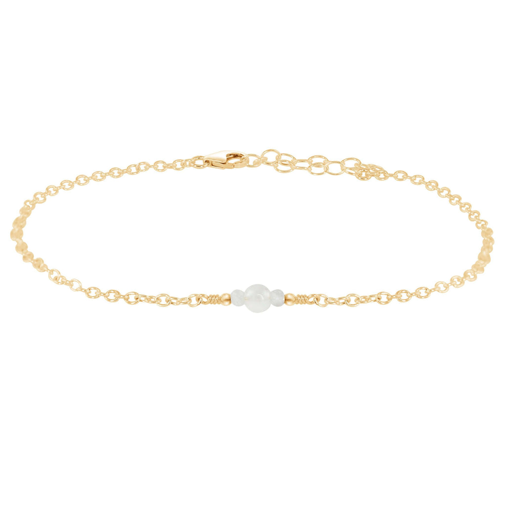 Dainty Rainbow Moonstone Gemstone Anklet - Dainty Rainbow Moonstone Gemstone Anklet - 14k Gold Fill - Luna Tide Handmade Crystal Jewellery