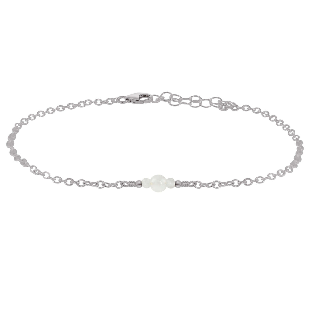 Dainty Rainbow Moonstone Gemstone Anklet - Dainty Rainbow Moonstone Gemstone Anklet - Stainless Steel - Luna Tide Handmade Crystal Jewellery
