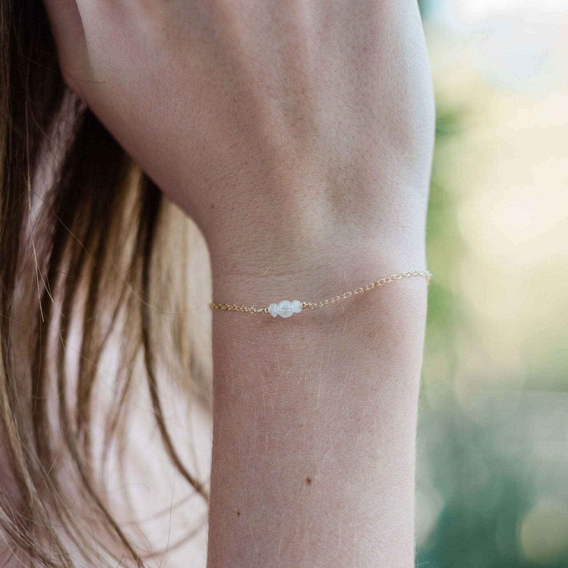 Dainty Daisy Rainbow good Moonstone Cabochon Bracelet