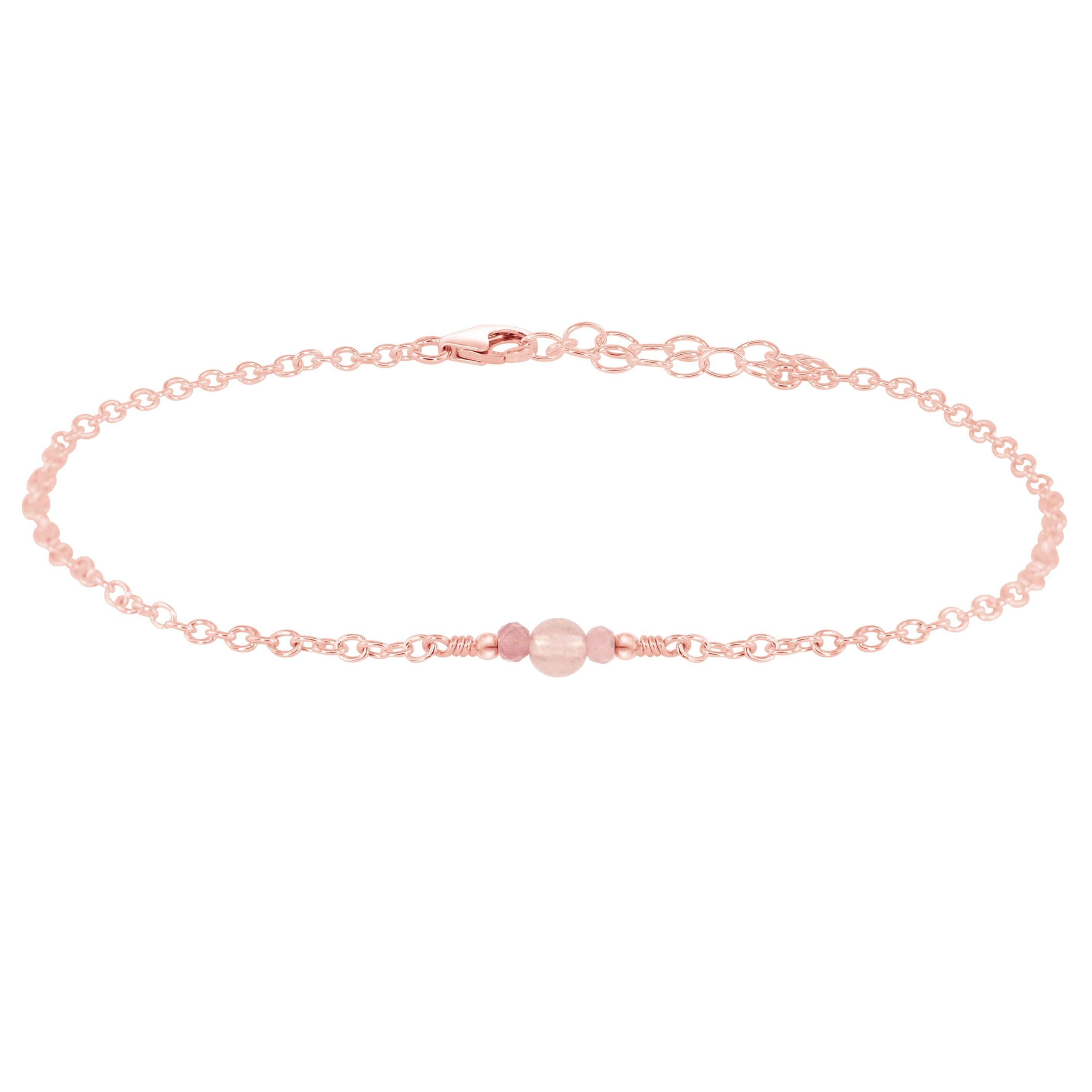 Dainty Rose Quartz Gemstone Anklet Luna Tide