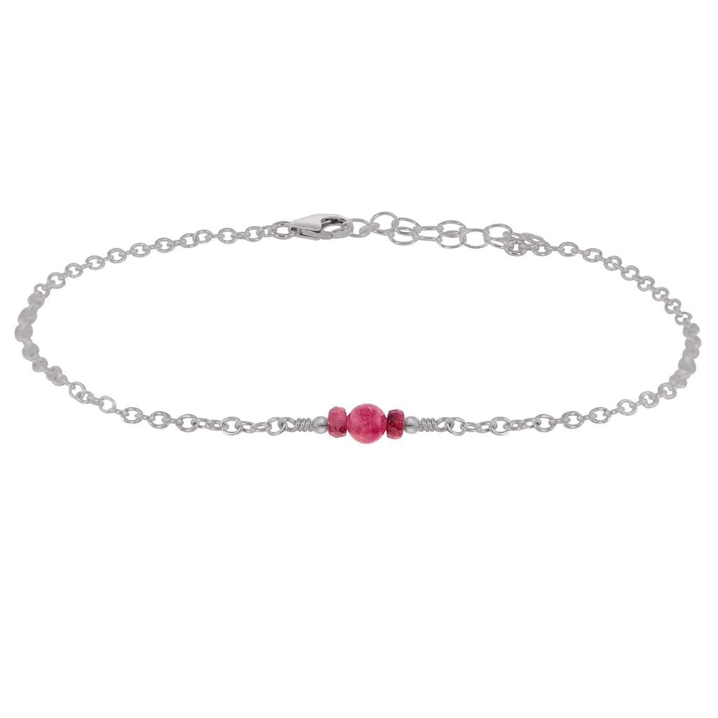 Dainty Ruby Gemstone Anklet - Dainty Ruby Gemstone Anklet - Stainless Steel - Luna Tide Handmade Crystal Jewellery