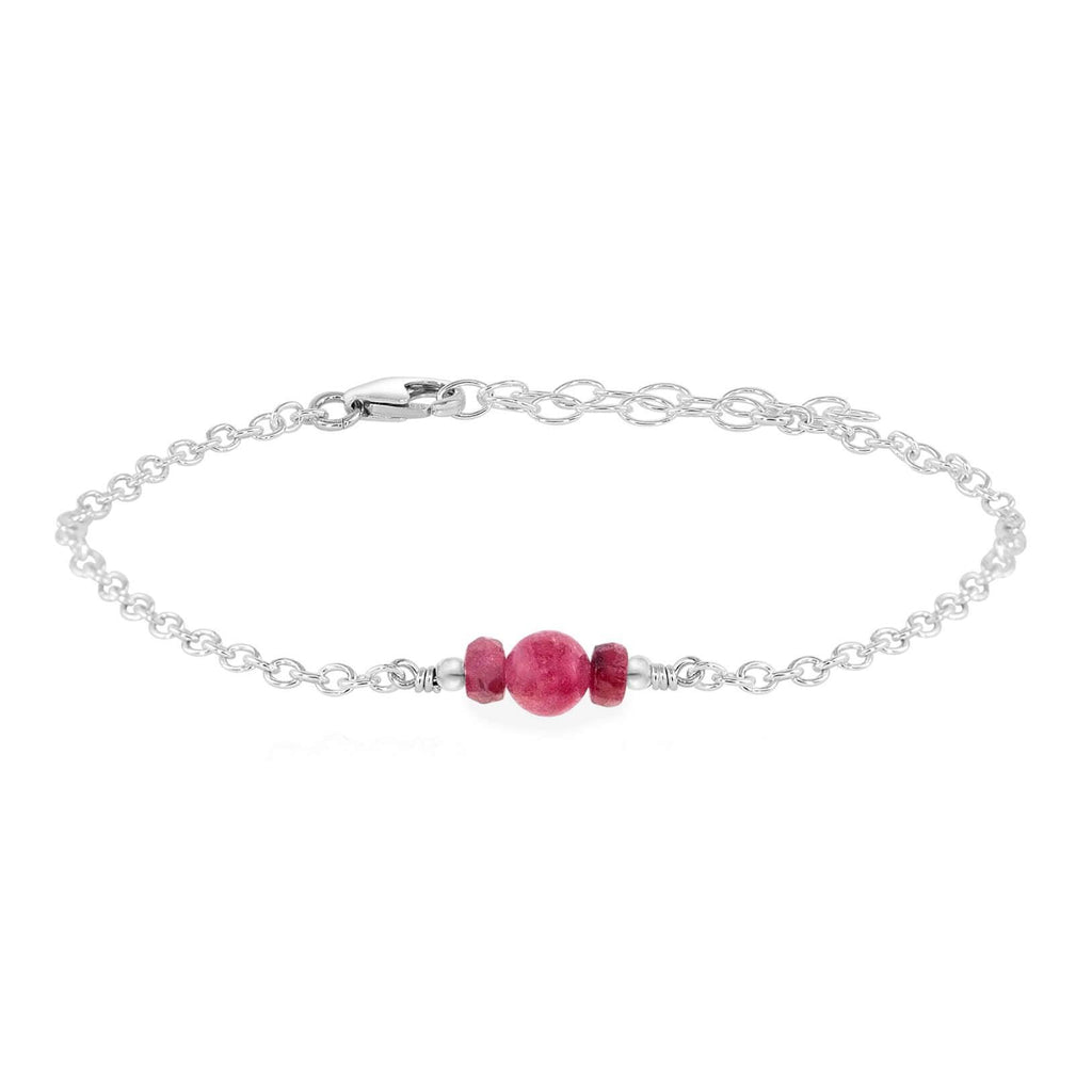 Dainty Ruby Gemstone Bracelet - Dainty Ruby Gemstone Bracelet - Sterling Silver - Luna Tide Handmade Crystal Jewellery