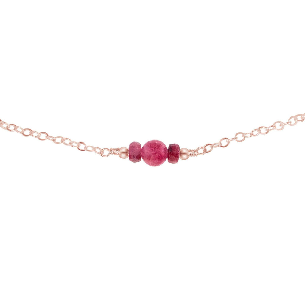 Dainty Ruby Gemstone Choker Necklace - Dainty Ruby Gemstone Choker Necklace - 14k Rose Gold Fill - Luna Tide Handmade Crystal Jewellery