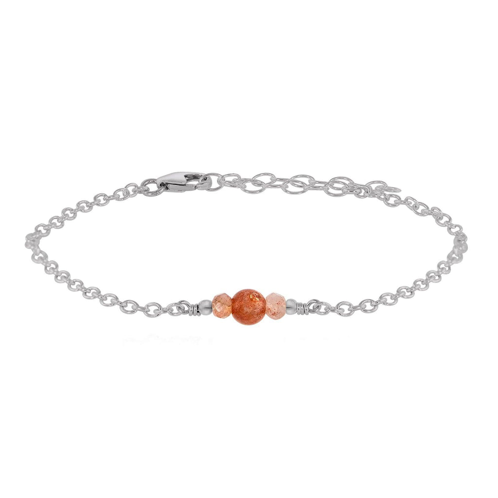 Dainty Sunstone Gemstone Bracelet - Dainty Sunstone Gemstone Bracelet - Stainless Steel - Luna Tide Handmade Crystal Jewellery