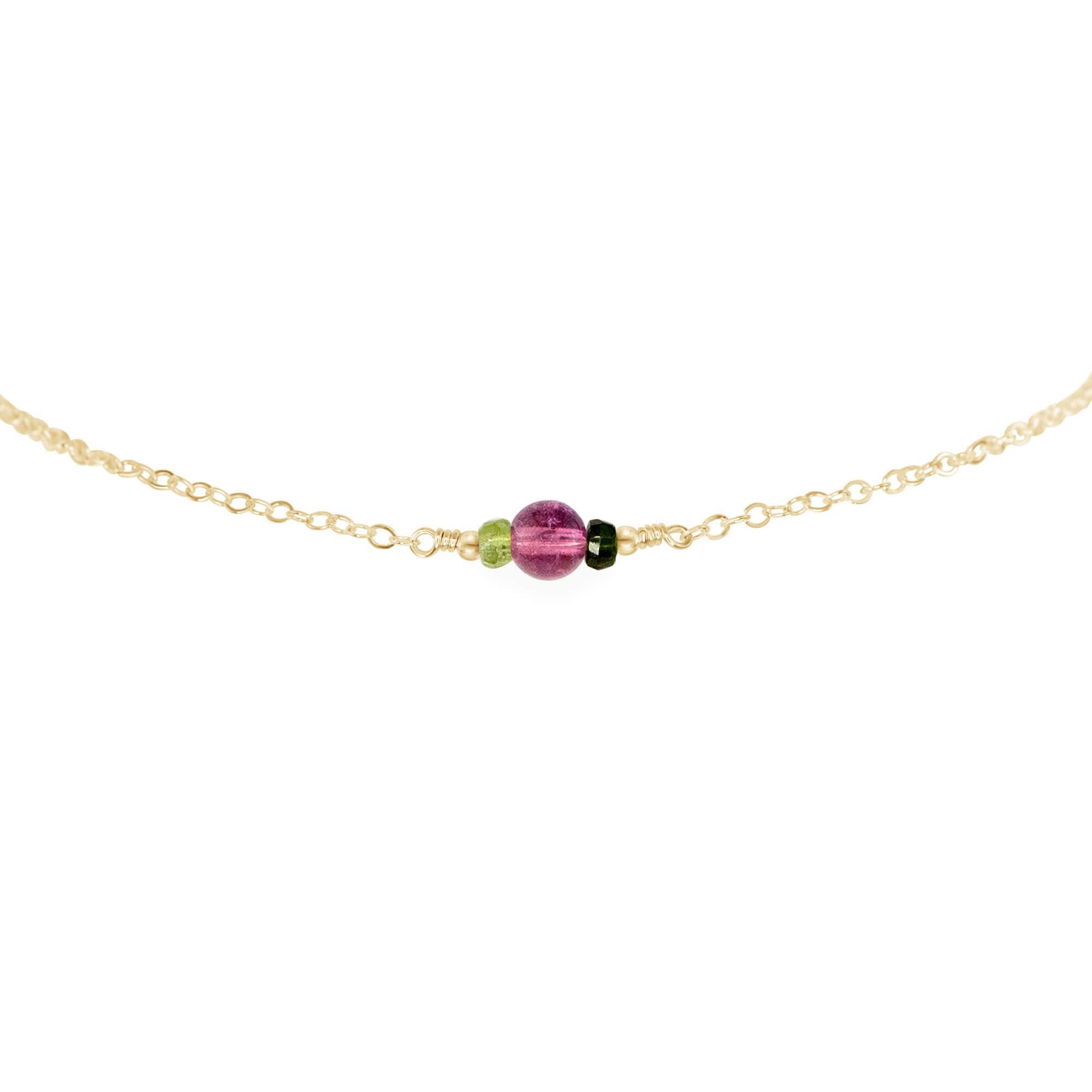 Dainty Tourmaline Gemstone Choker Necklace - Dainty Tourmaline Gemstone Choker Necklace - 14k Gold Fill - Luna Tide Handmade Crystal Jewellery