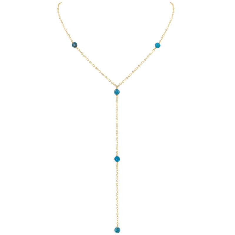 Dainty Y Necklace - Apatite - 14K Gold Fill - Luna Tide Handmade Jewellery