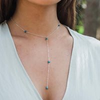 Dainty Y Necklace - Apatite - Sterling Silver - Luna Tide Handmade Jewellery
