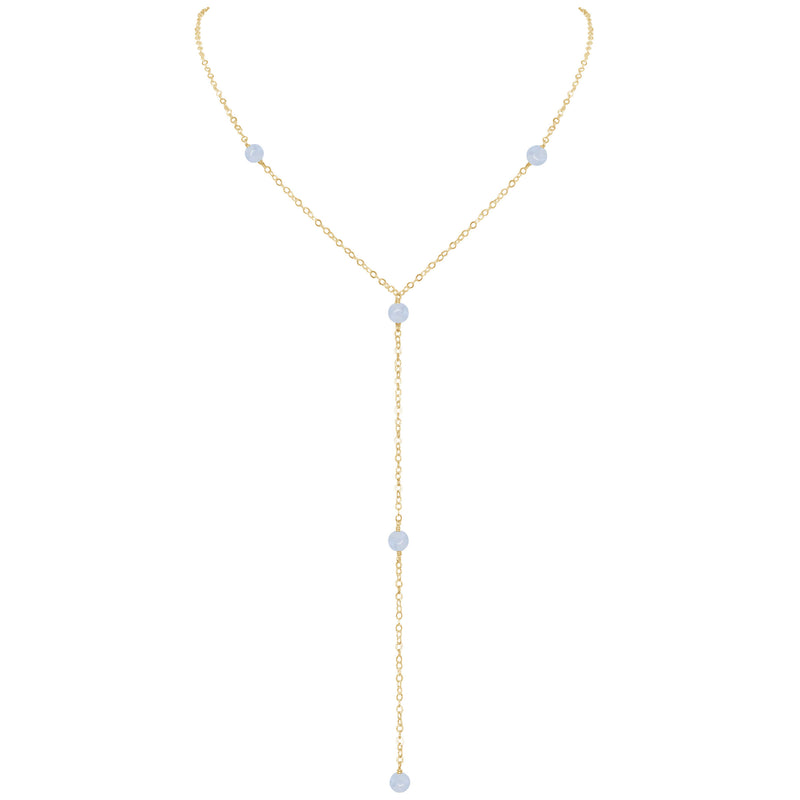 Dainty Y Necklace - Blue Lace Agate - 14K Gold Fill - Luna Tide Handmade Jewellery
