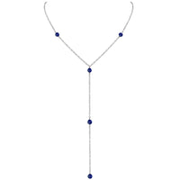 Dainty Y Necklace - Lapis Lazuli - Stainless Steel - Luna Tide Handmade Jewellery