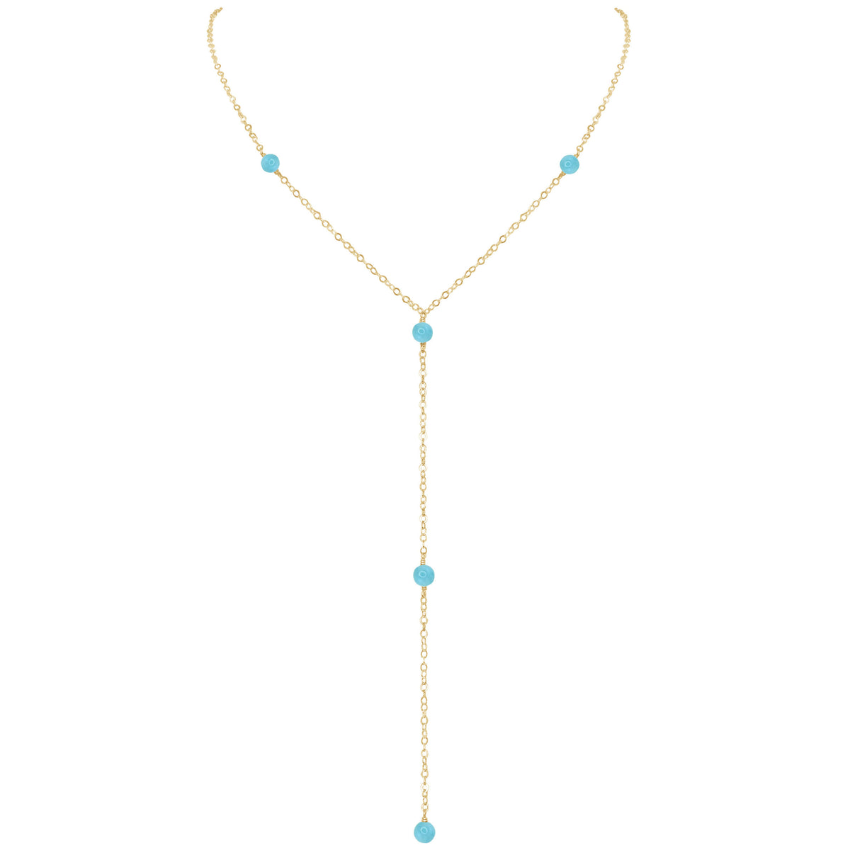 Dainty Y Necklace - Larimar - 14K Gold Fill - Luna Tide Handmade Jewellery