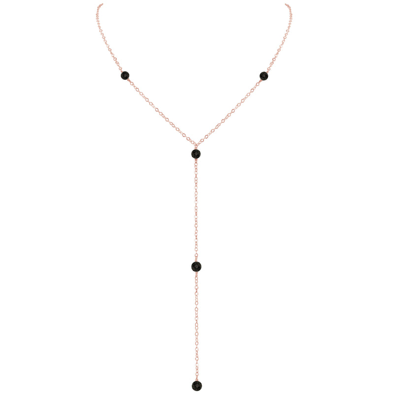Dainty Y Necklace - Lava - 14K Rose Gold Fill - Luna Tide Handmade Jewellery