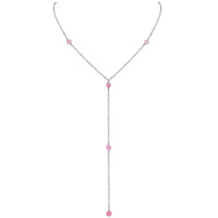 Dainty Y Necklace - Pink Peruvian Opal - Stainless Steel - Luna Tide Handmade Jewellery
