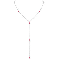 Dainty Y Necklace - Pink Tourmaline - Sterling Silver - Luna Tide Handmade Jewellery