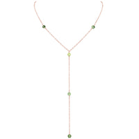 Dainty Y Necklace - Prehnite - 14K Rose Gold Fill - Luna Tide Handmade Jewellery