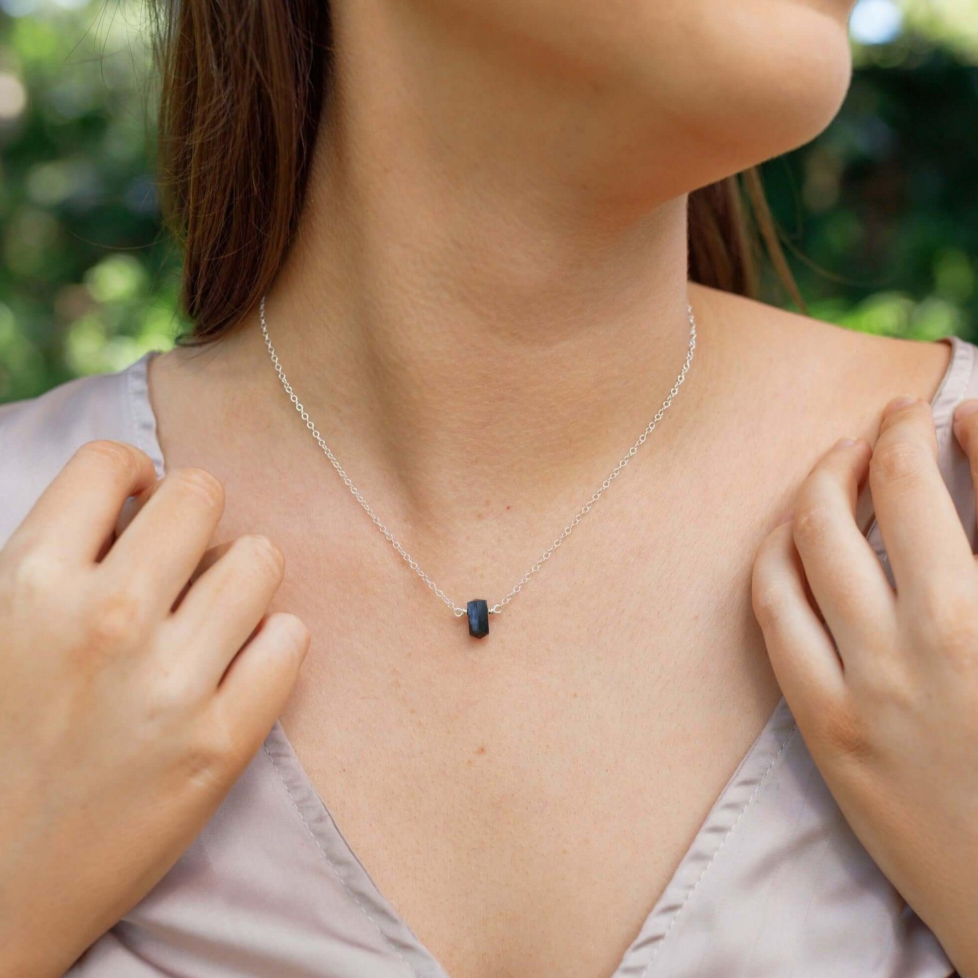 Double Terminated Black Tourmaline Mini Crystal Point Necklace - Double Terminated Black Tourmaline Mini Crystal Point Necklace - 14k Gold Fill - Luna Tide Handmade Crystal Jewellery