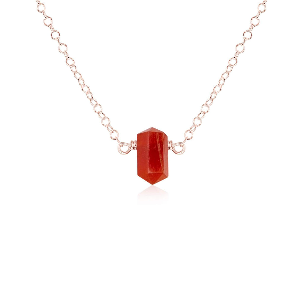 Double Terminated Carnelian Mini Crystal Point Necklace - Double Terminated Carnelian Mini Crystal Point Necklace - 14k Rose Gold Fill - Luna Tide Handmade Crystal Jewellery