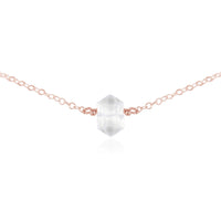 Double Terminated Crystal Choker - Crystal Quartz - 14K Rose Gold Fill - Luna Tide Handmade Jewellery